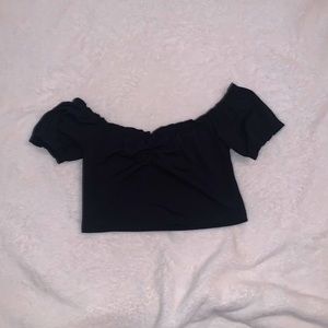 black off the shoulder crop top